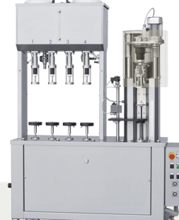 SEMI-AUTOMATIC HIGH VACUUM FILLER MONOBLOCK WITH CAPPER FOR ALUMINIUM SCREW CAPS